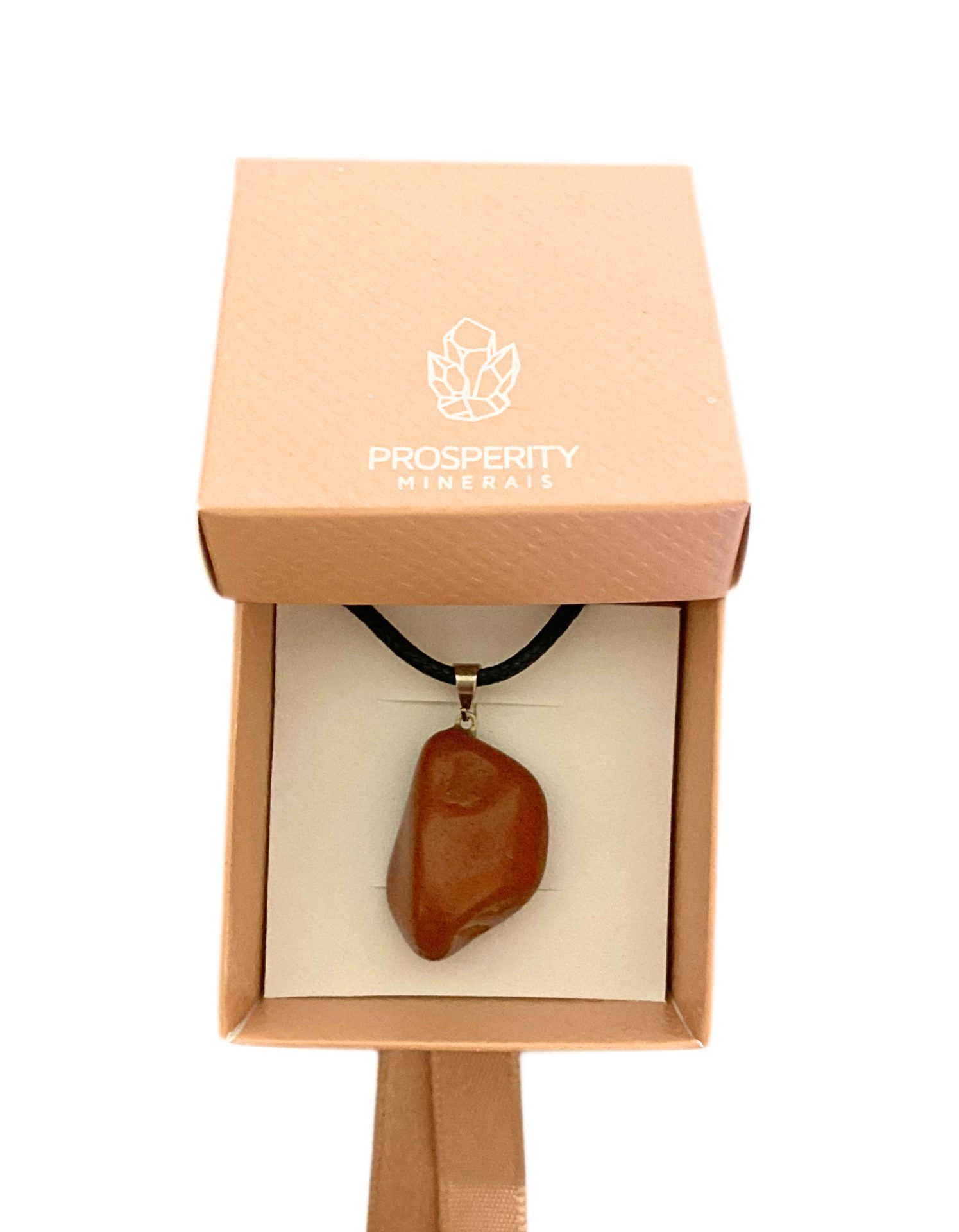 Colar com Pingente de Jaspe Vermelho Rolado Natural – Cordão de Couro Sintético