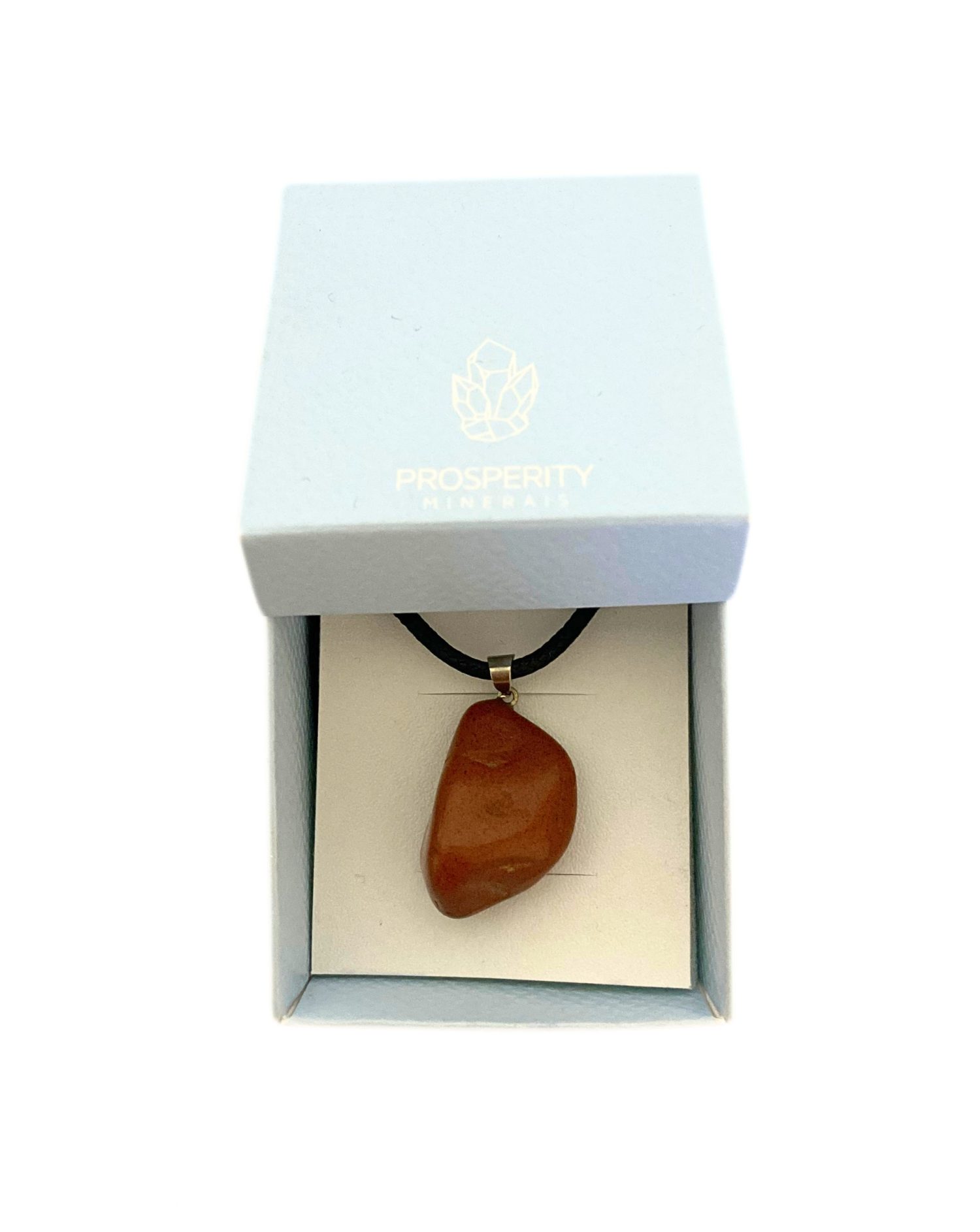 Colar com Pingente de Jaspe Vermelho Rolado Natural – Cordão de Couro Sintético