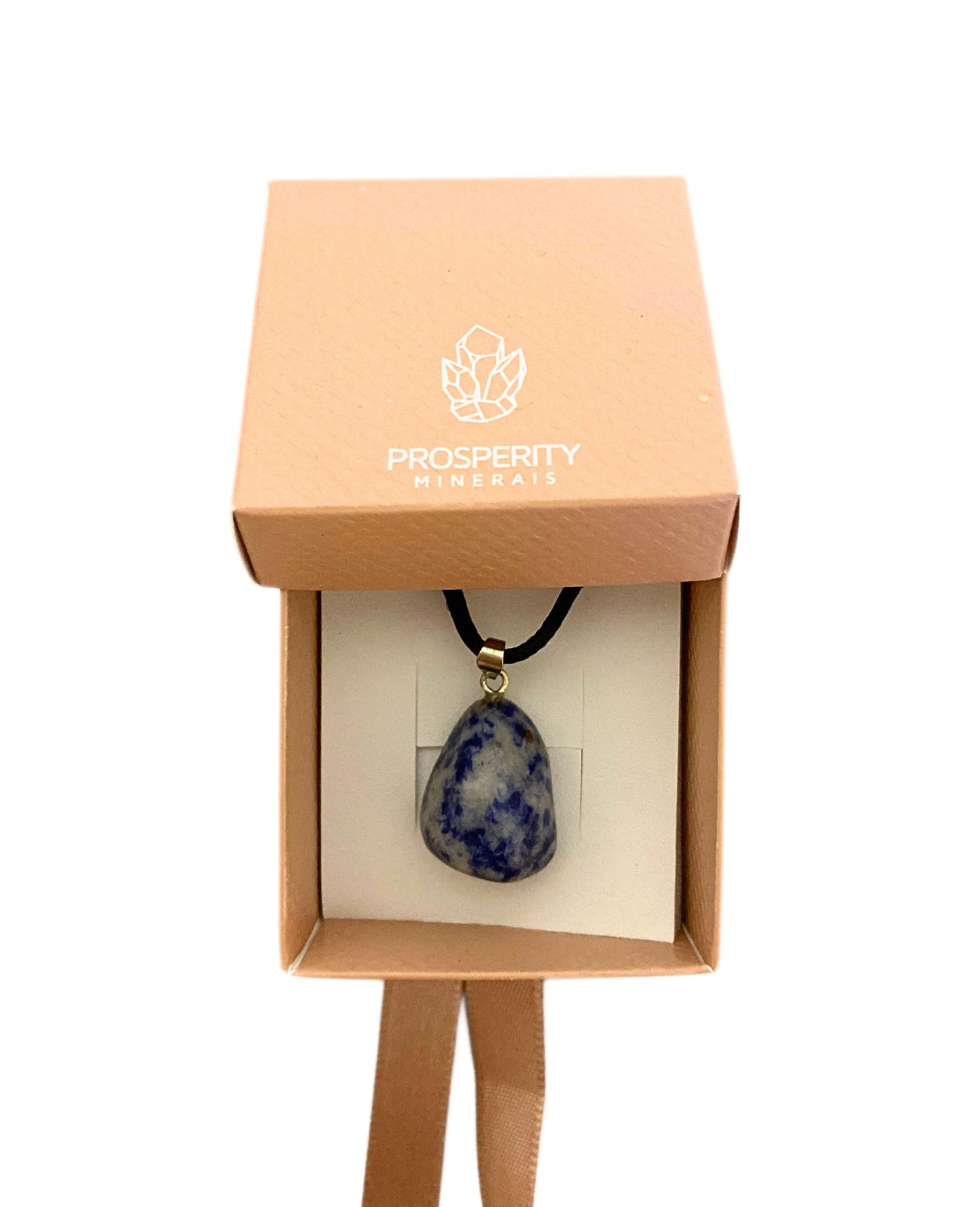 Colar com Pingente de Sodalita Rolada Natural – Cordão de Couro Sintético