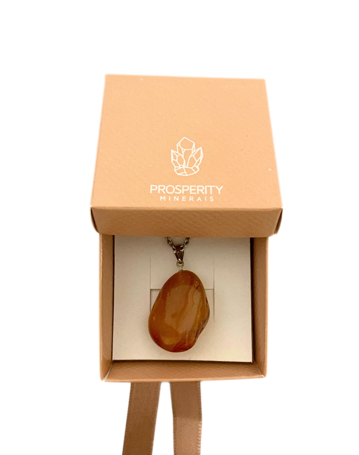 Colar com Pingente de Ágata Rolada Natural – Corrente em Aço Inoxidável