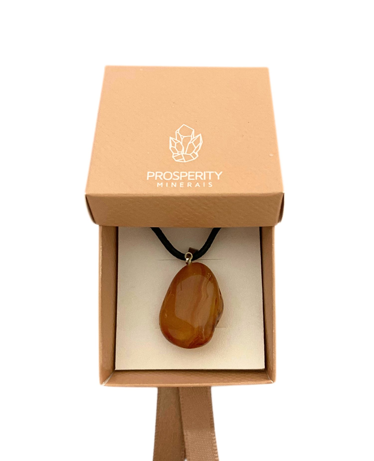 Colar com Pingente de Ágata Rolada Natural – Cordão de Couro Sintético