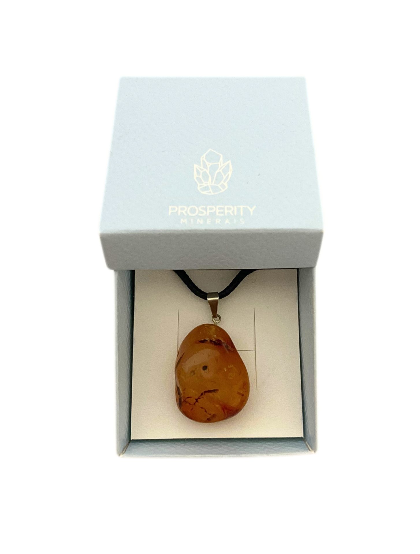 Colar com Pingente de Ágata Rolada Natural – Cordão de Couro Sintético