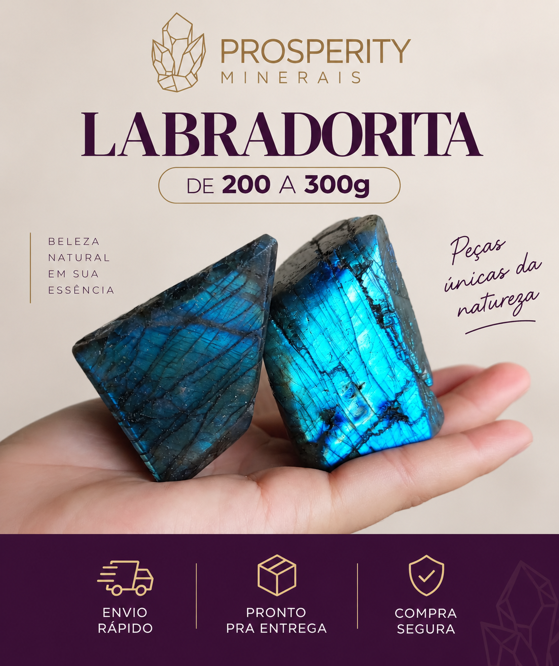 Labradorita Polida Pedra Natural Forma Livre - 200 a 300g - Imagem 6