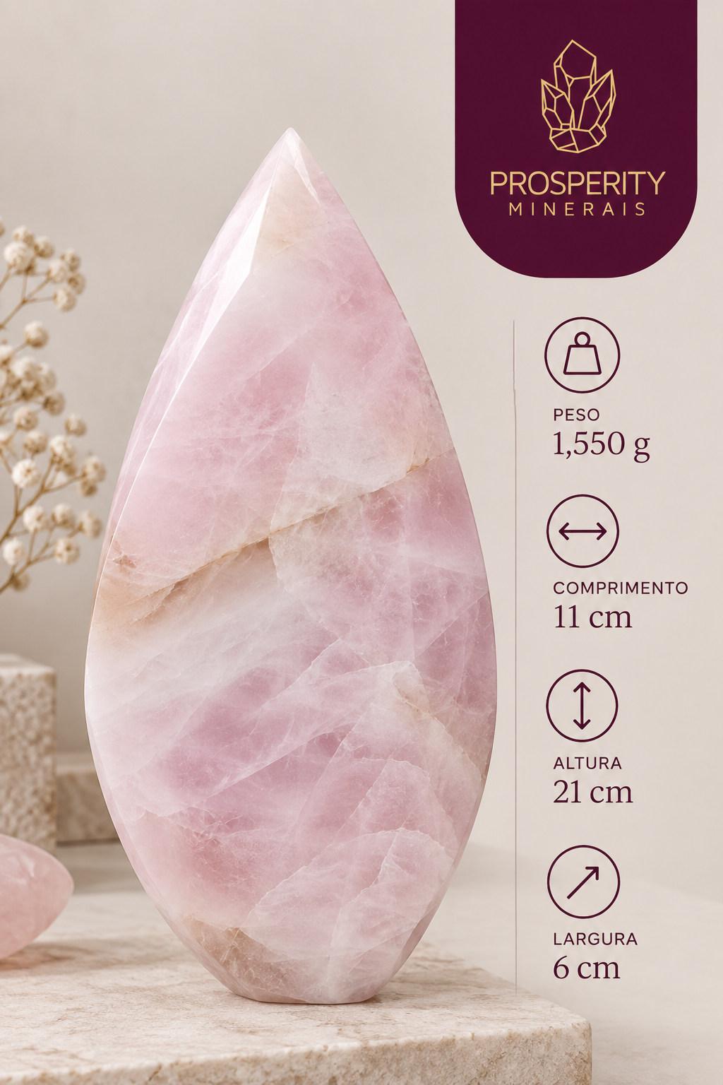 Ponta De Quartzo Rosa Natural - Imagem 5