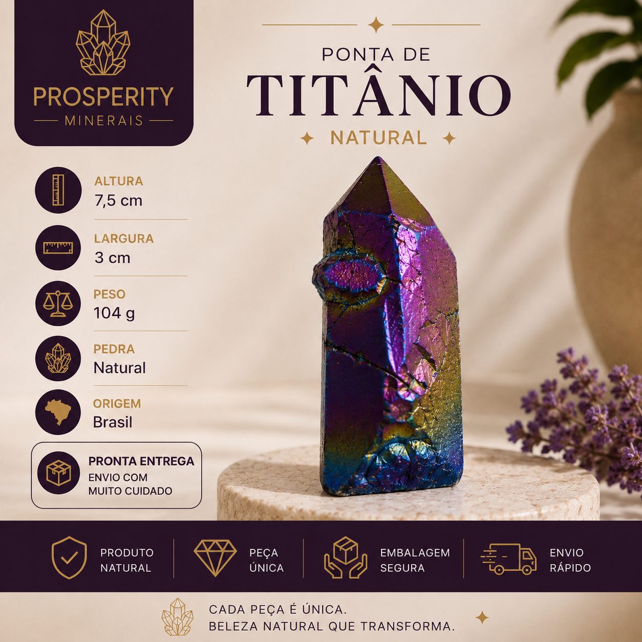 Ponta de Cristal Com Banho de Titânio - Imagem 4
