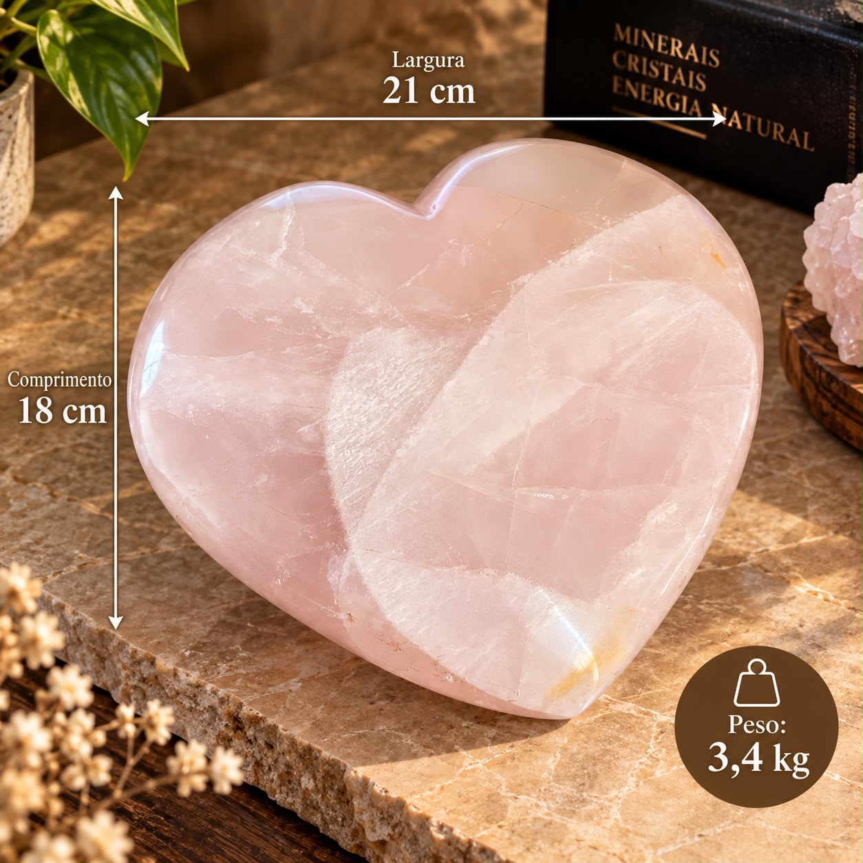 CORAÇÃO GIGANTE DE QUARTZO ROSA – PEÇA ÚNICA - Imagem 2
