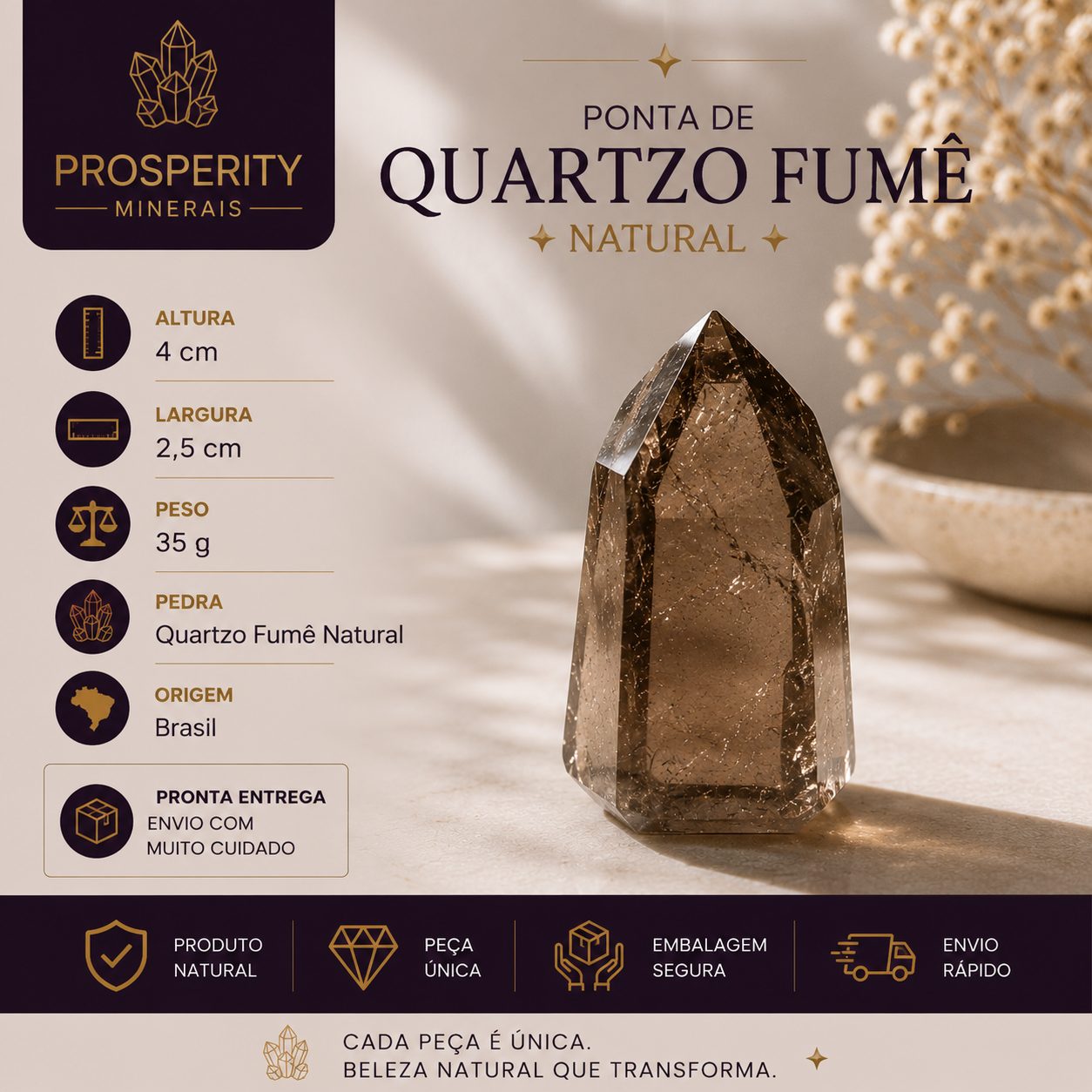 Ponta Quartzo Fumê - Imagem 2