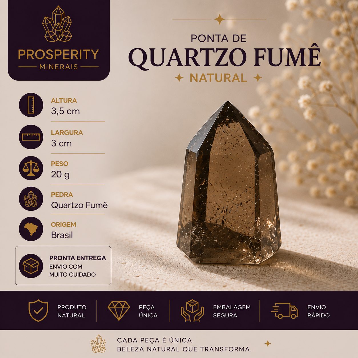 Ponta Quartzo Fumê - Imagem 2